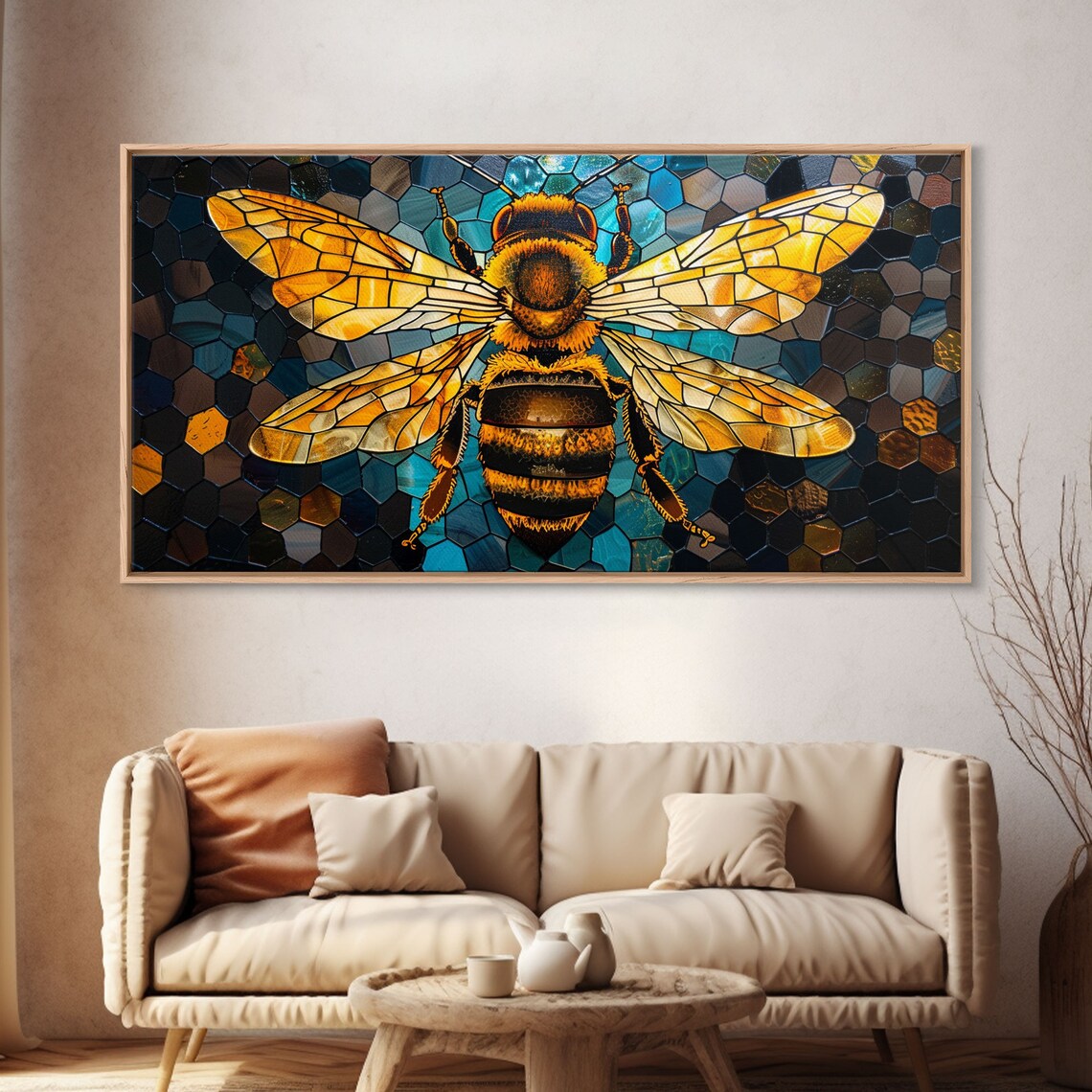 Honey Bee Trendy Stained Glass Style Art Print - Image 4