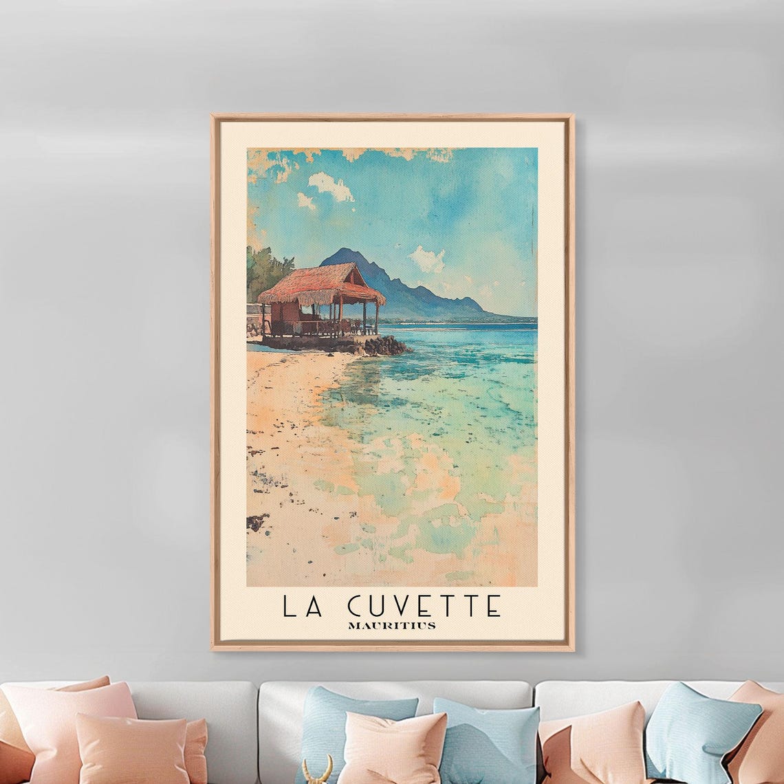 La Cuvette Mauritius Thatched Pavilion Turquoise Shallows Poster - Image 3