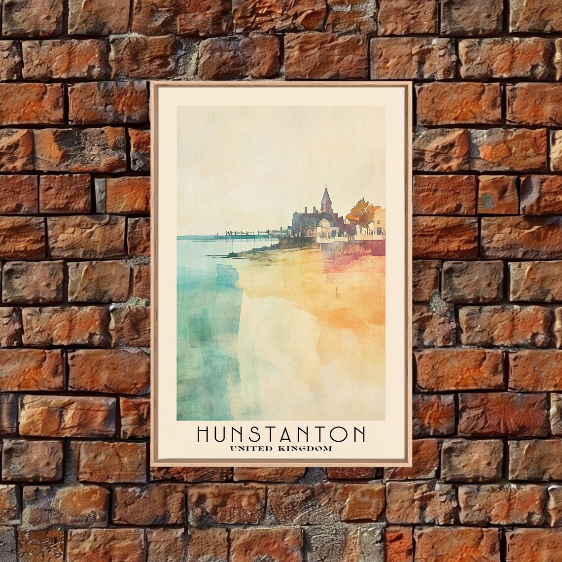 Hunstanton England Seaside Sunset Watercolor Pier and Church View Poster - Image 5