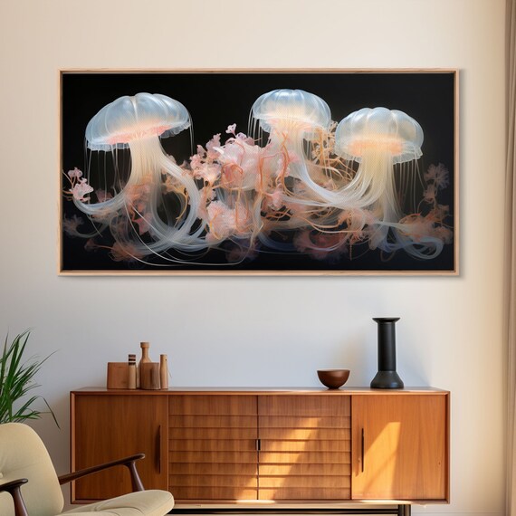 Ocean Wall Art Jelly Fish Art Nautical Wall Art Panoramic Art Wall Art Art Landscape Art Gift For Him Dorm Room Art Prints