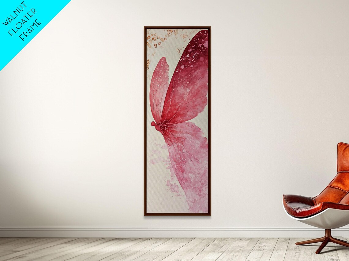 Pink Butterfly Wing Close Up Watercolor Gold Accent Art Poster