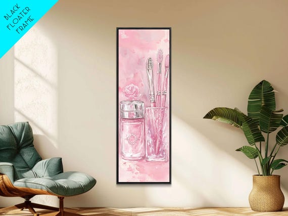 Delicate Makeup Illustration Print Pink Abstract Art Feminine Wall Decor Light Pink Wall Art Gift Idea Unique Painting