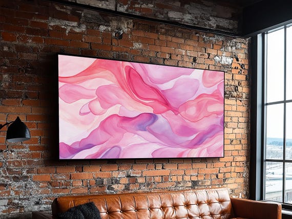 Pink Abstract Flowing Design Print Whimsical Minimalist Light Pink Wall Art Dorm Room Bedroom Art Unique Gift Idea