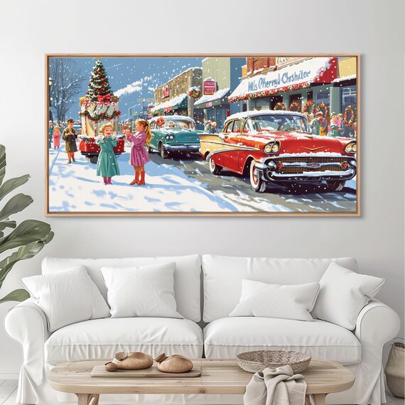 Christmas Parade Street, Retro Holiday Poster