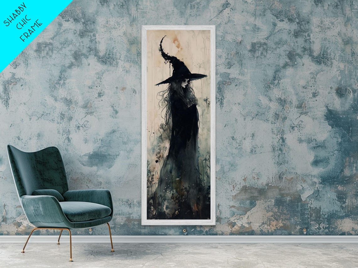 Mystical Witch In Dark Forest Gothic Halloween Fantasy Art Poster