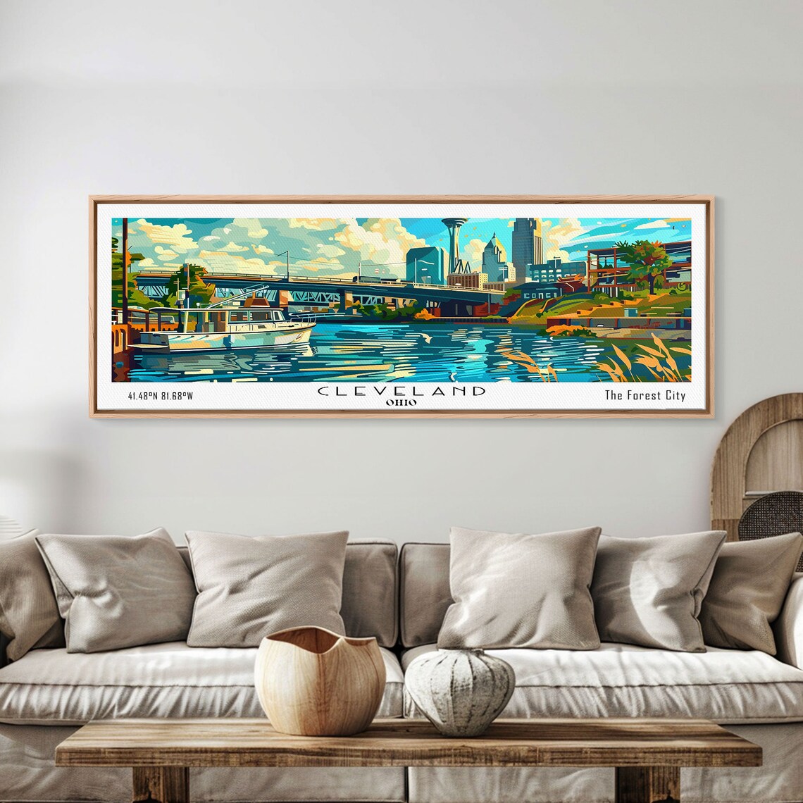 Cleveland Ohio Waterfront Harbor Boats Downtown Skyline Travel Poster - Image 6
