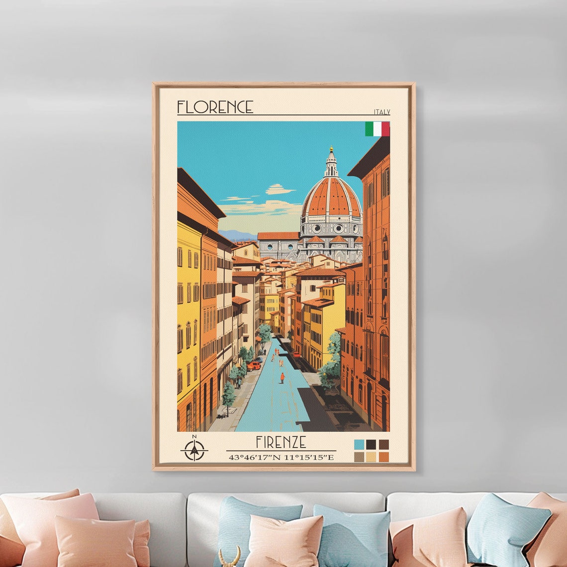 Florence Italy Cathedral Dome Old Town Rooftops Street View Poster - Image 5