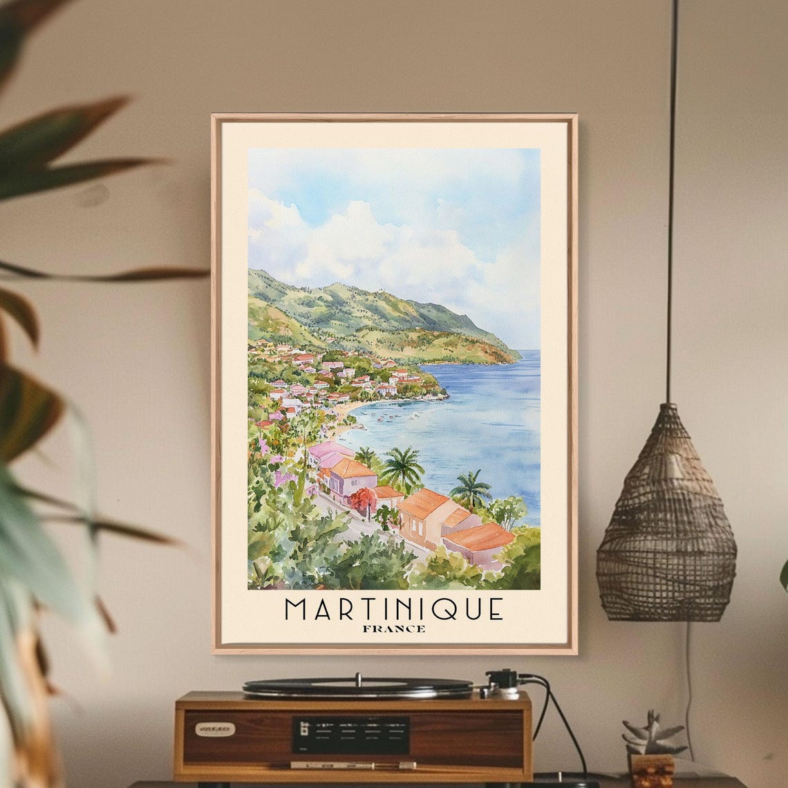 Martinique France Watercolor Print Vacation Gift France Wall Art Vacation Wall Art Vacatation Beach Decor Beach Or Lakehouse Art - Image 2