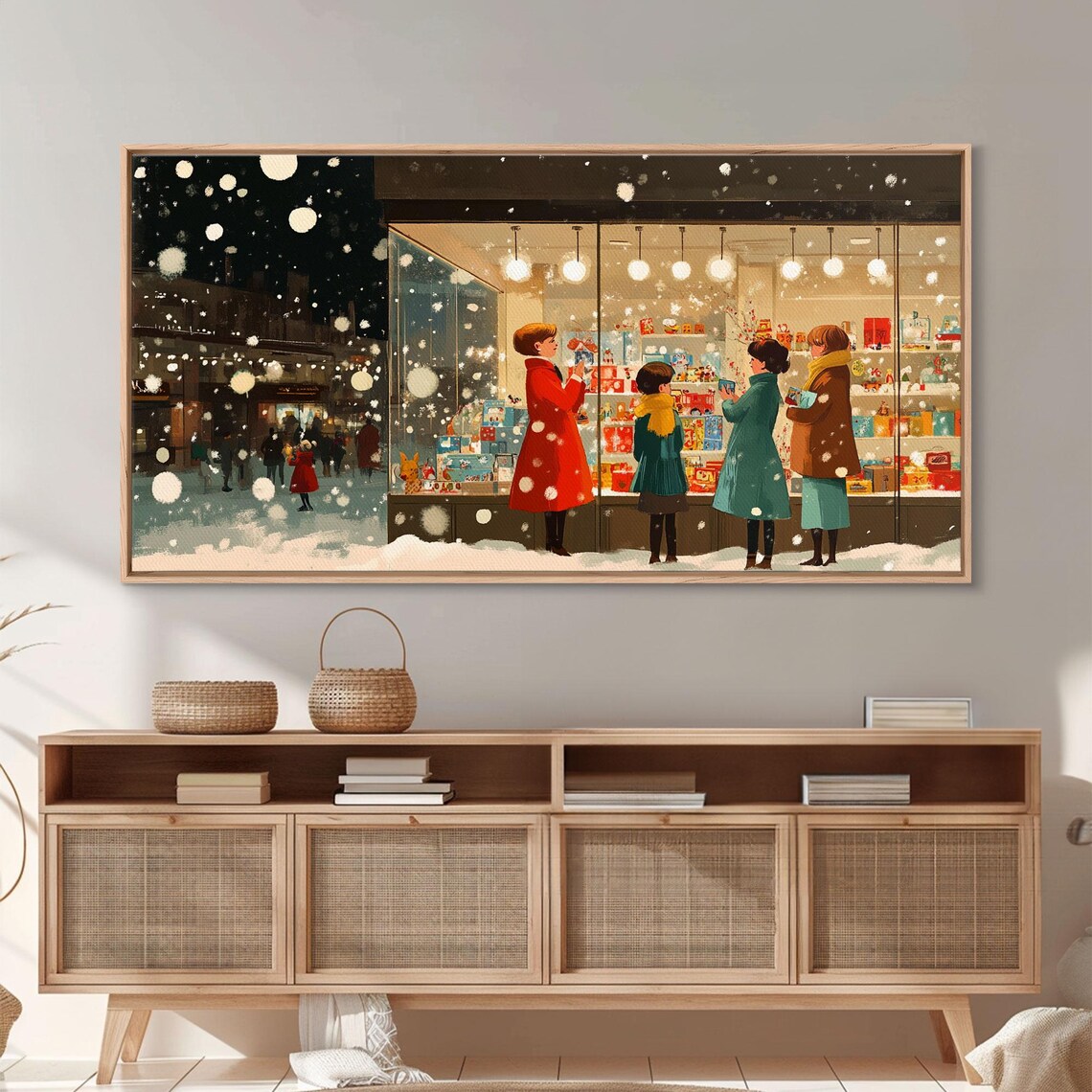 Christmas Window Shopping Scene, Nostalgic Holiday Poster - Image 4