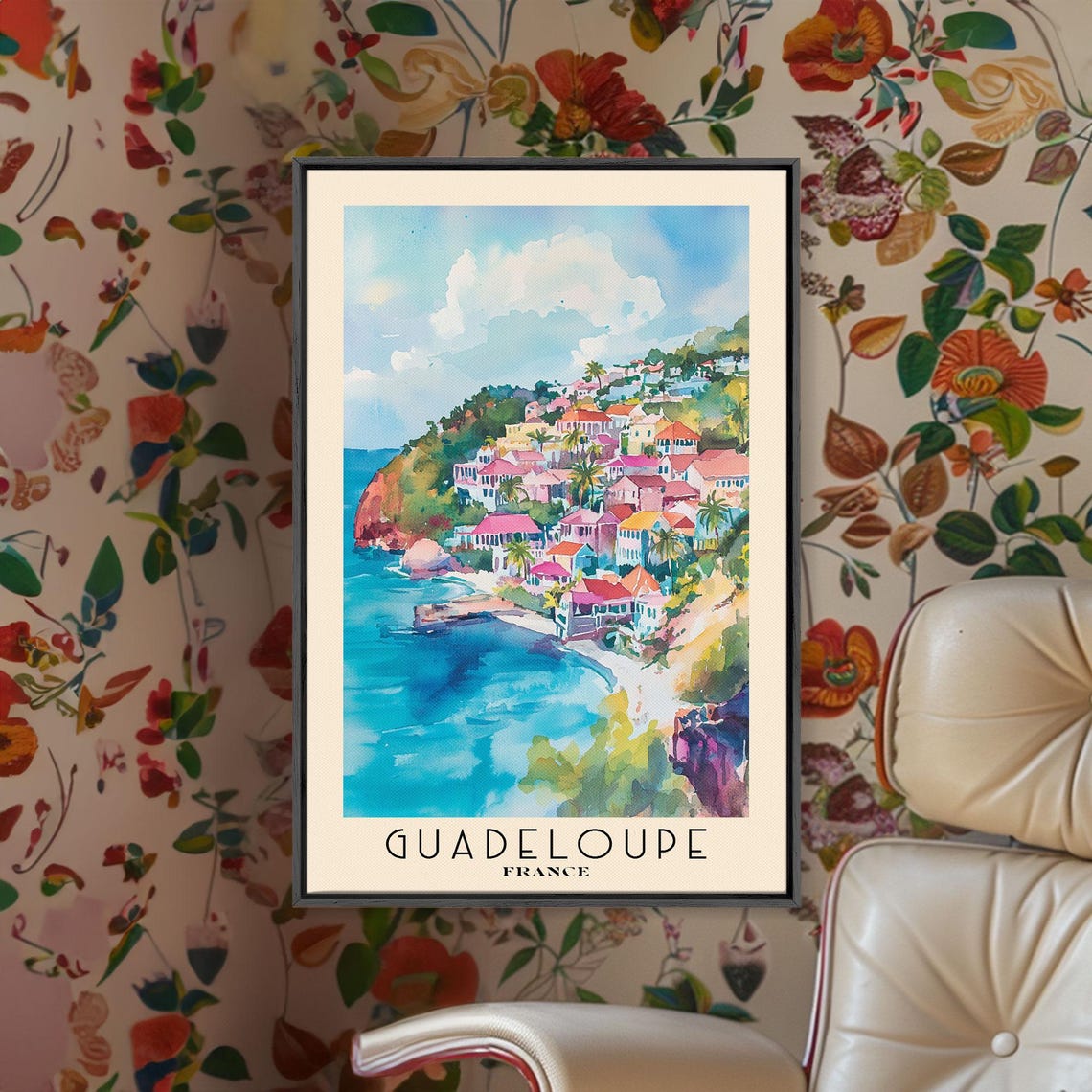 Guadeloupe France Watercolor Print Vacation Gift France Wall Art Vacation Wall Art Vacatation Beach Decor Beach Or Lakehouse Art - Image 2