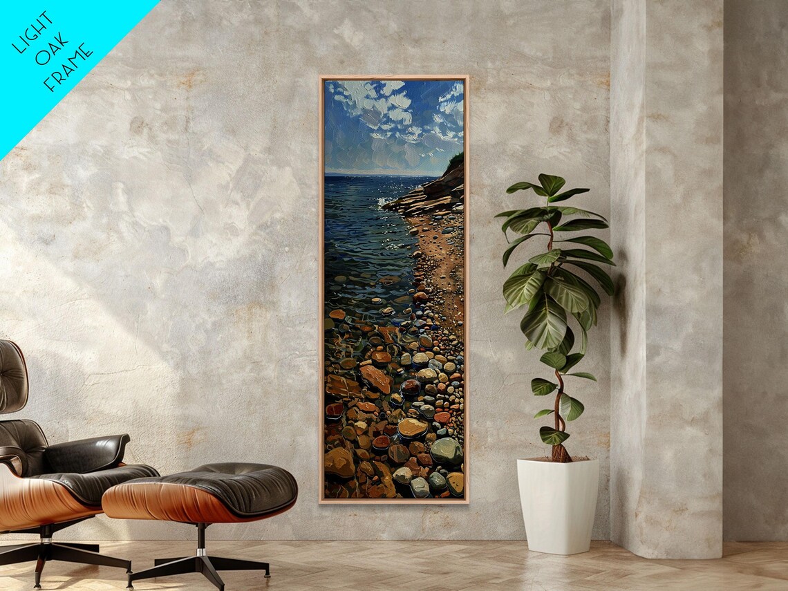 Rocky Shoreline With Colorful Pebbles And Blue Ocean Beach Art Poster - Image 4