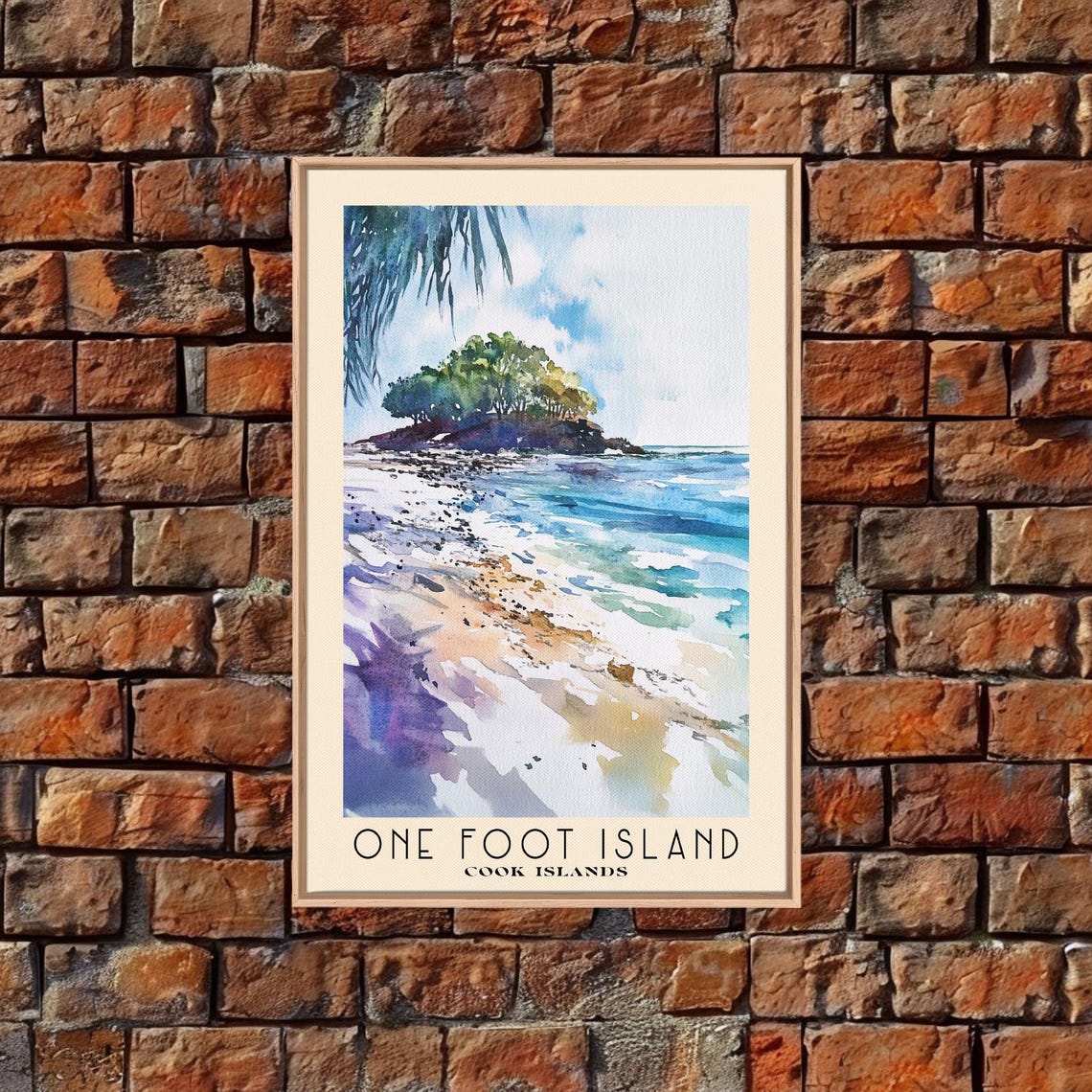 One Foot Island Cook Islands Palm Islet Turquoise Wave Wash Poster - Image 4