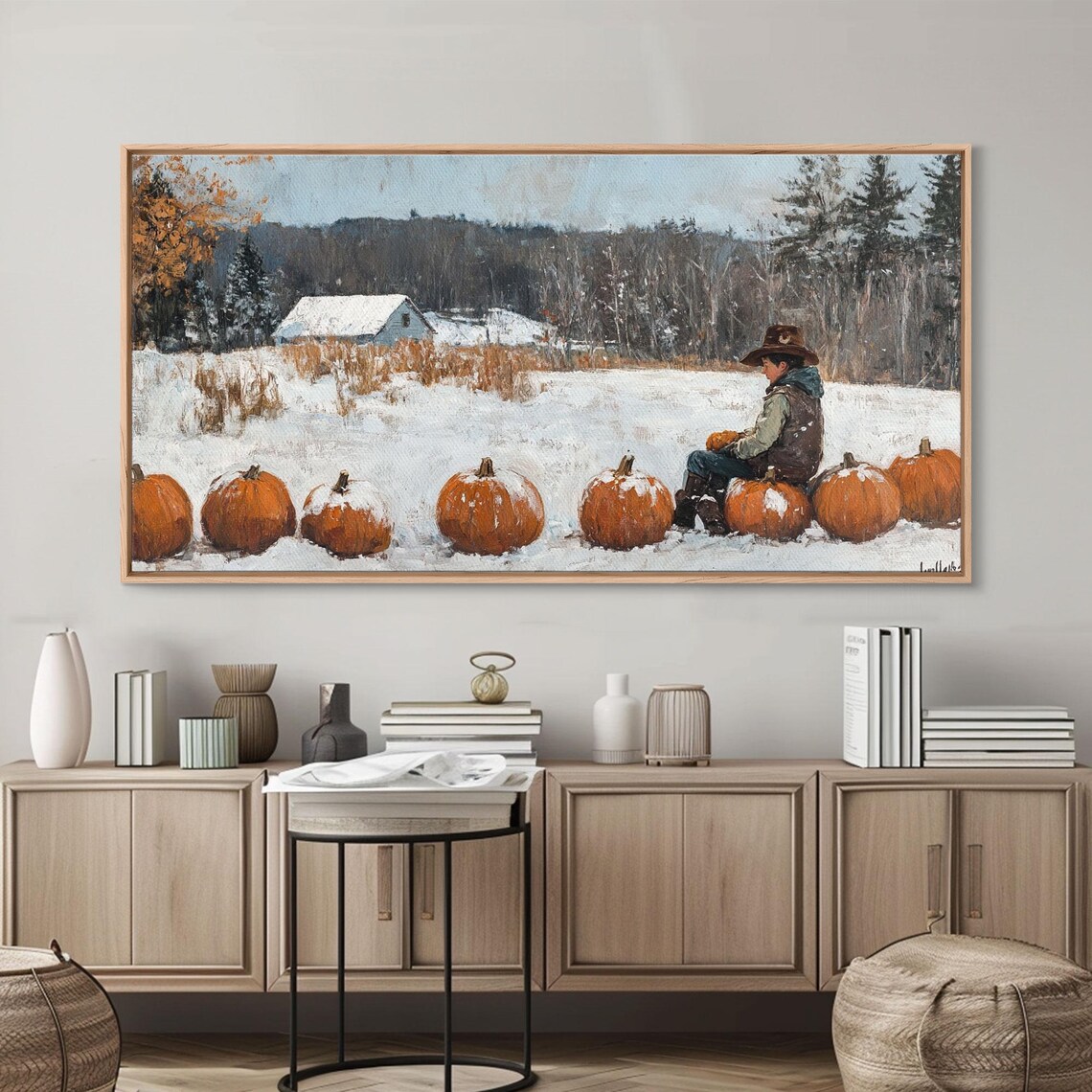 Cowboy Sipping Coffee Autumn Decor Framed Print Perfect Above Sofa Wall Art Western Home Decor Moody Fall Artwork Rustic - Image 2