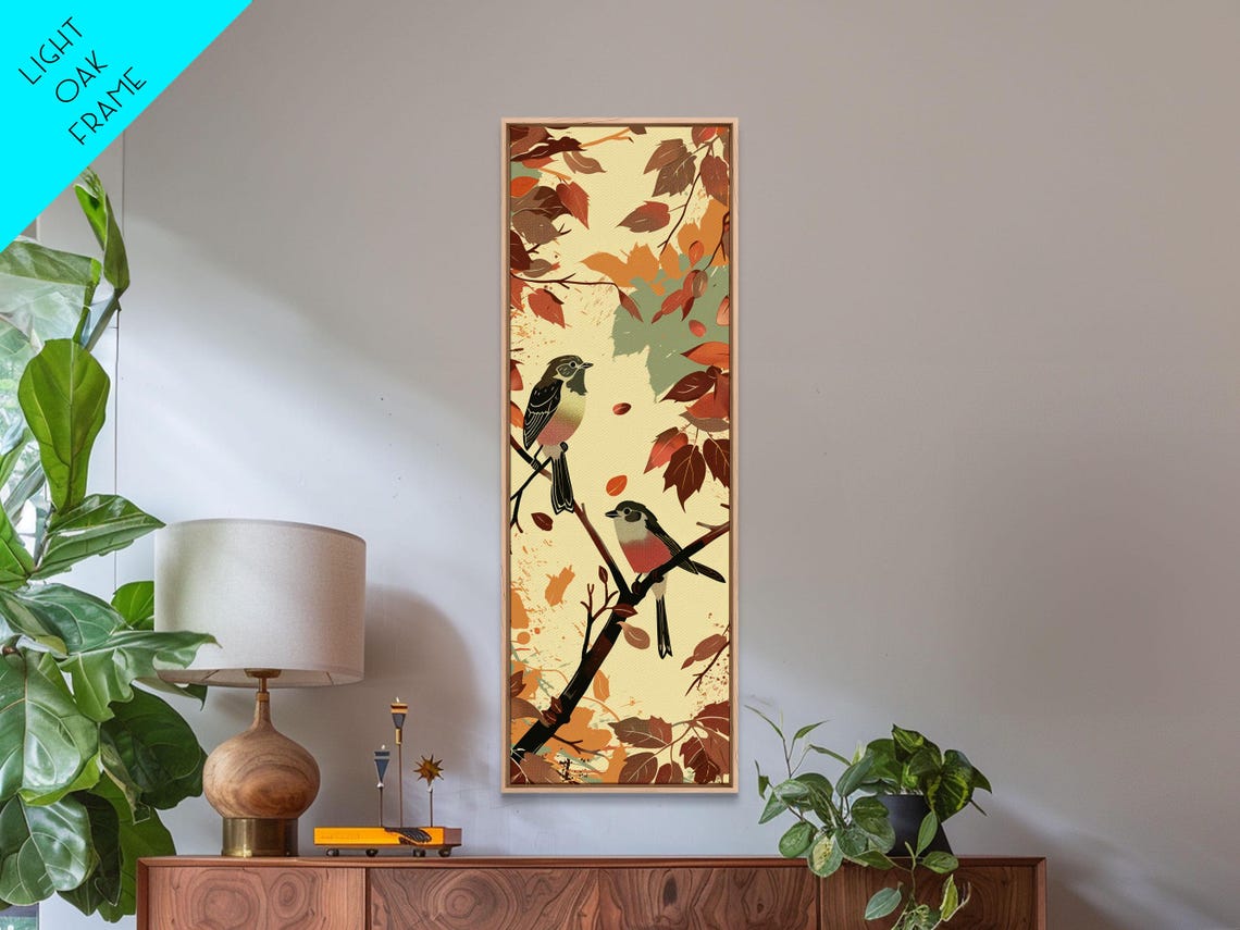 Two Small Songbirds On Autumn Branches Vintage Japanese Wall Art - Image 6