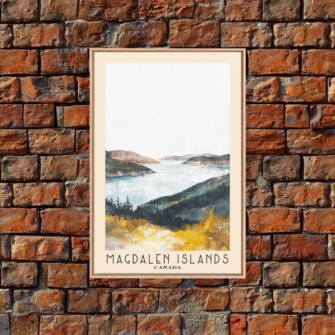 Magdalen Islands Canada Calm Bay Forested Hills Golden Meadow Poster - Image 5