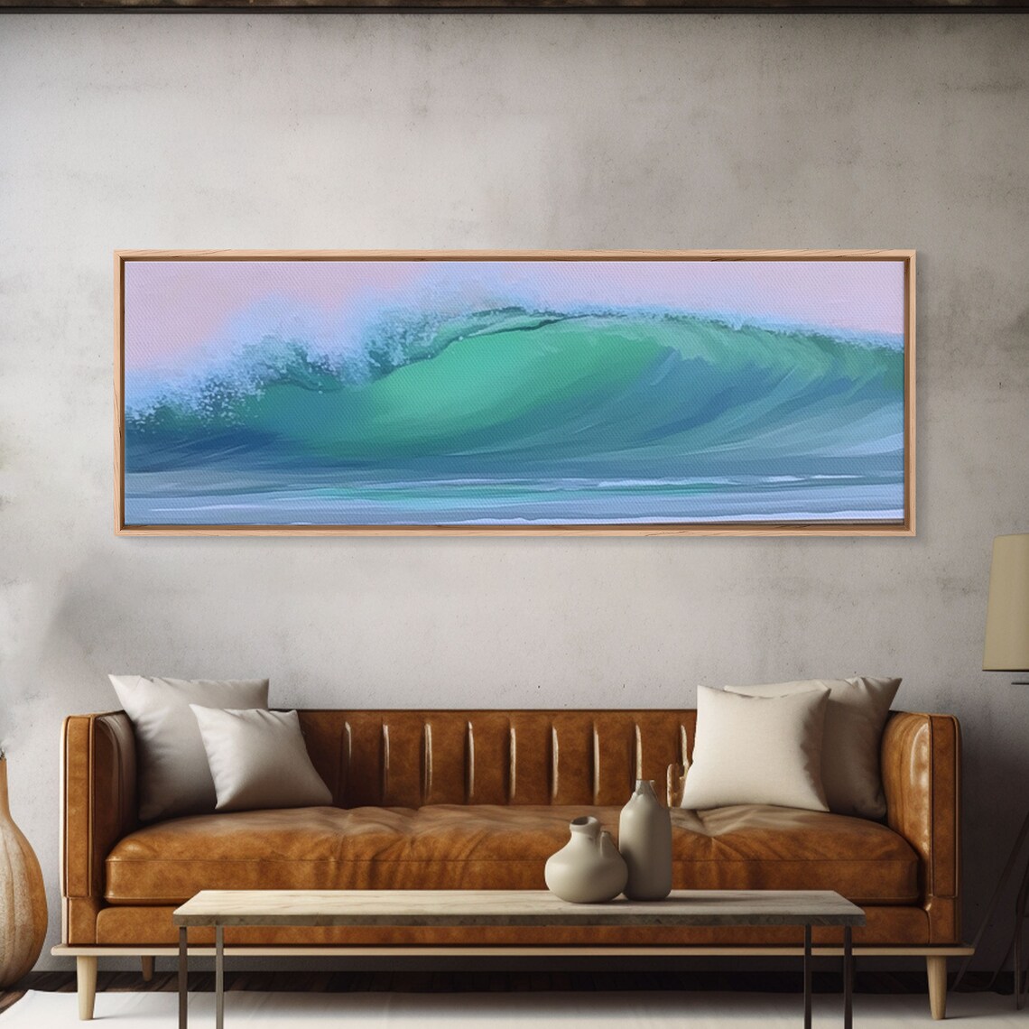 Minimalist Ocean Wave Pastel Turquoise Seascape Abstract Beach Art Poster