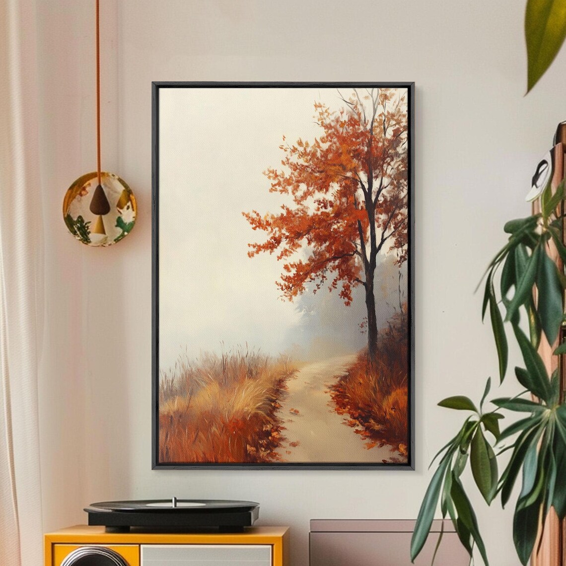 Framed Print Of A Cozy Autumn Path With Trees And Fall Leaves Rustic Country Decor Moody Landscape Art Best Gift Idea Fall Decor - Image 2