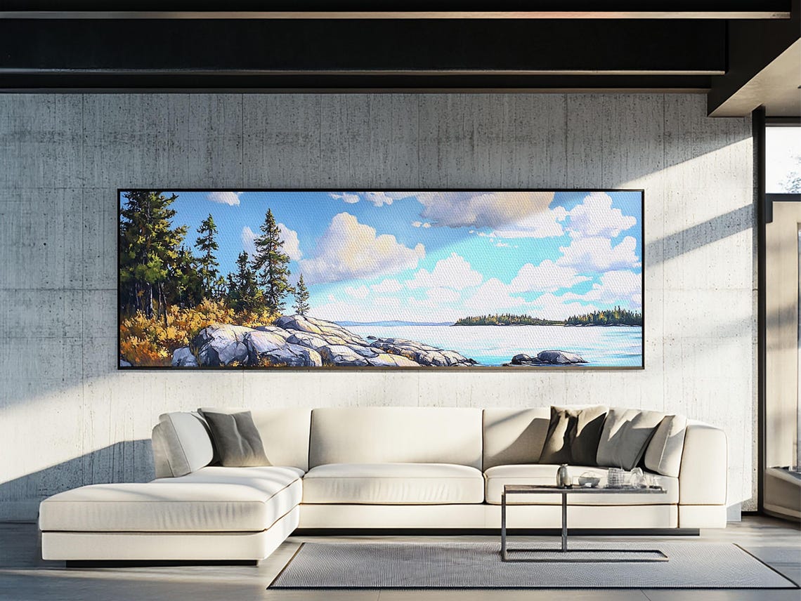 Acadia National Park Rocky Coast Pine Trees Ocean Panorama Poster