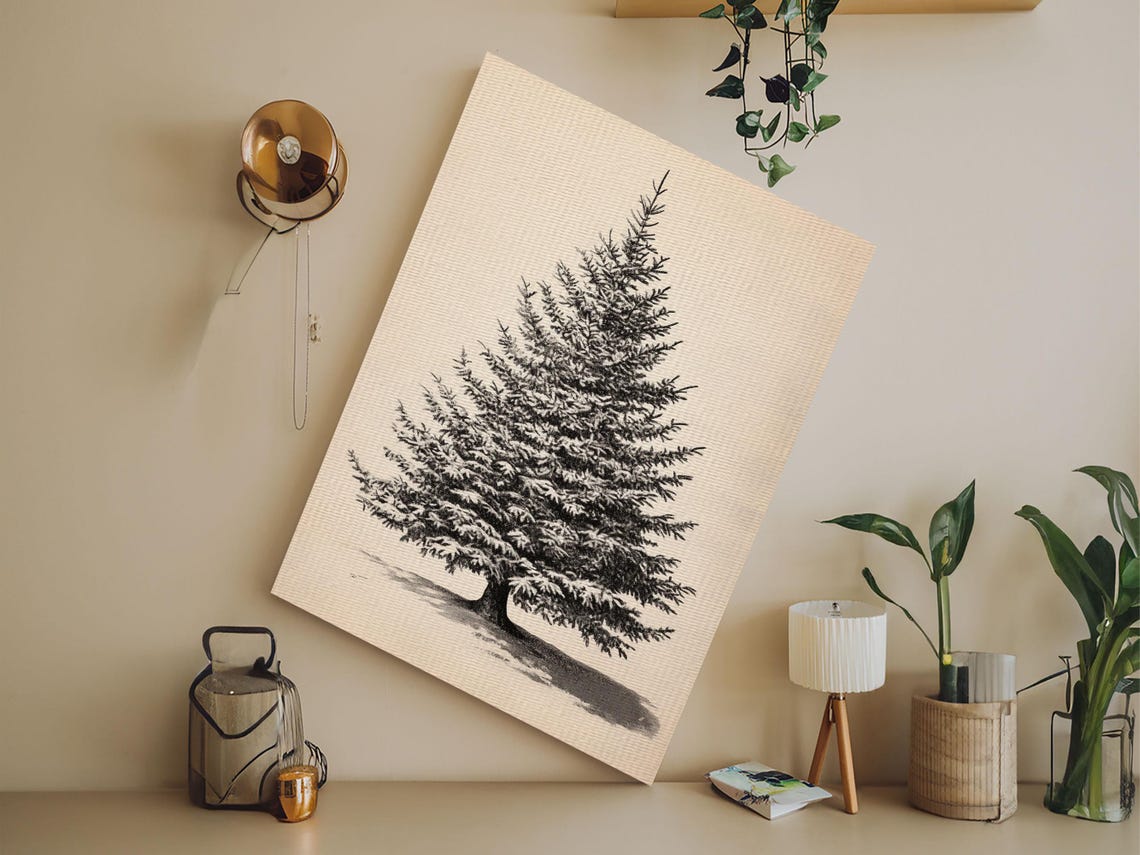 Bare Christmas Tree Pencil Sketch Rustic Minimalist Holiday Poster - Image 6