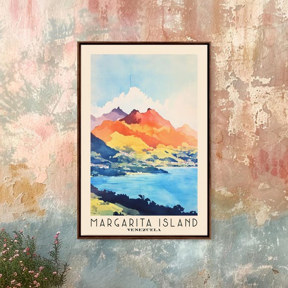Margarita Island Venezuela Watercolor Beach Print Vacation Gift Venezuela Wall Art Framed Print Framed Beach Painting