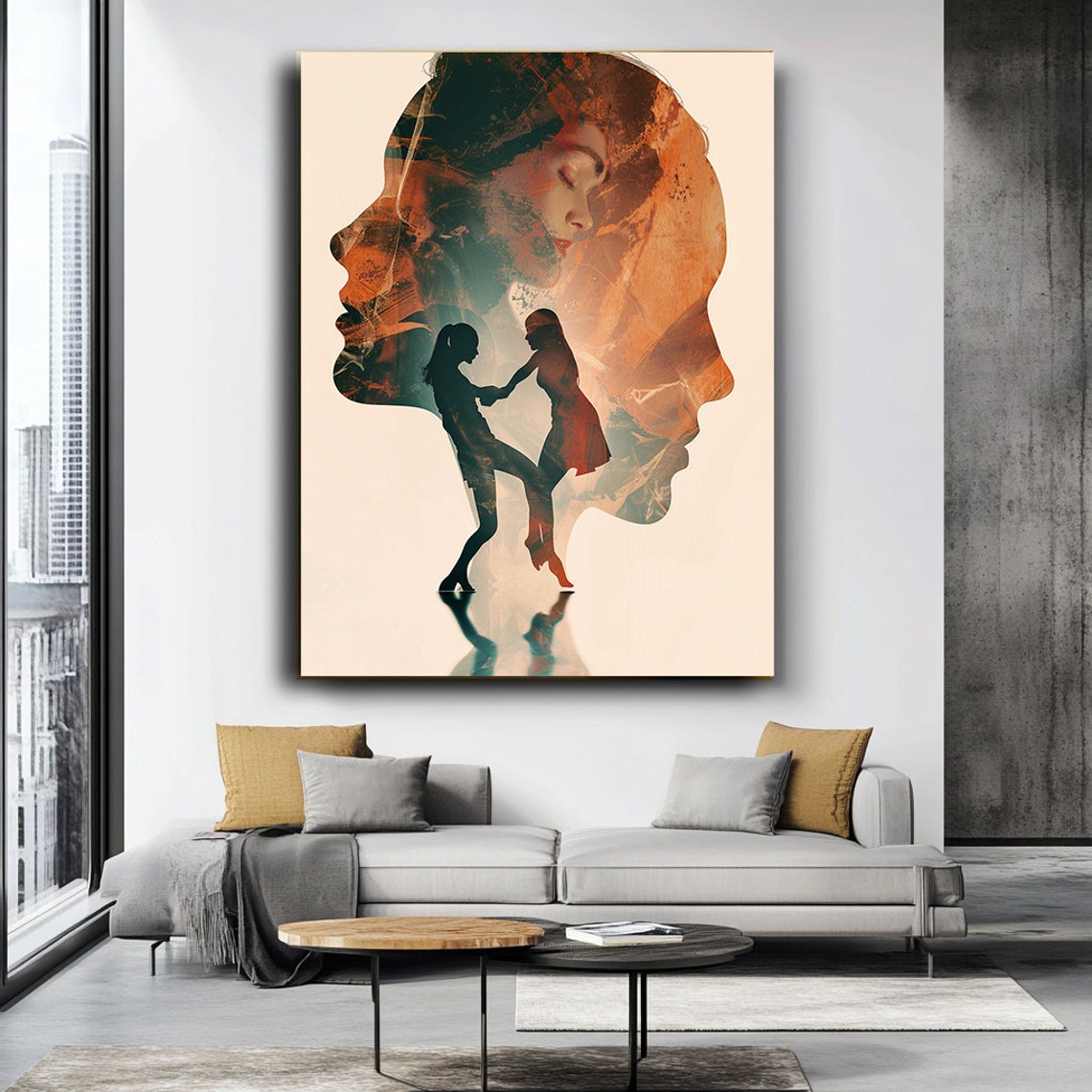 Woman Silhouette Double Exposure Dancers Surreal Art Wall Poster - Image 3