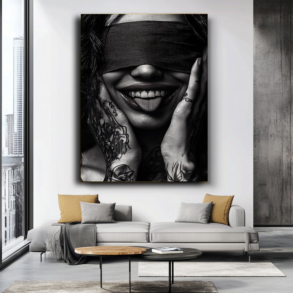 Blindfolded Woman Portrait, Modern Wall Art Print - Image 3
