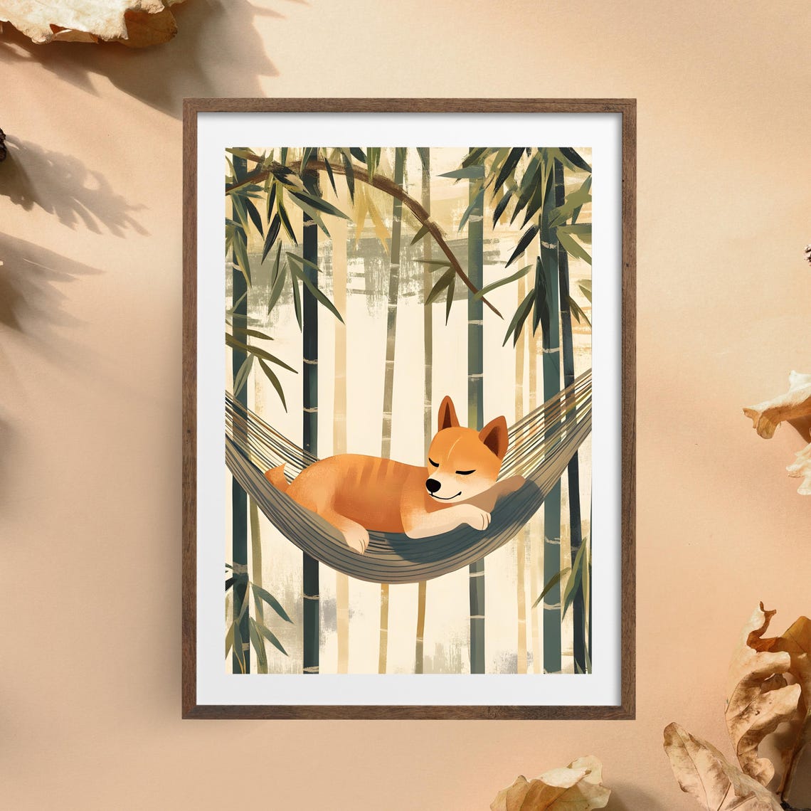 Peaceful Shiba Inu Napping in a Hammock in the Bamboo Forest Poster - Image 5