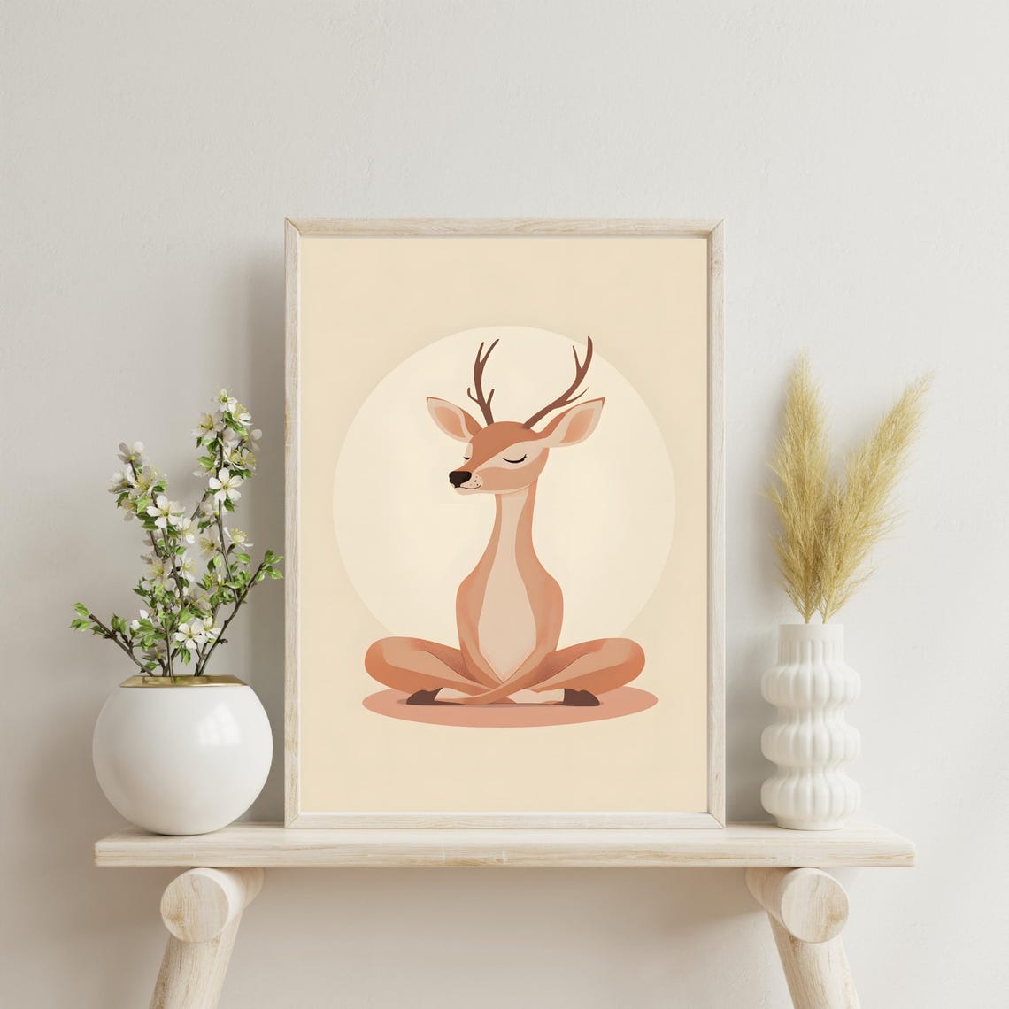 Meditating Deer Lotus Pose Minimalist Zen Yoga Studio Art Poster - Image 4