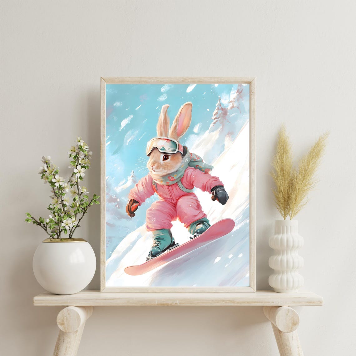Cute Snowboarding Bunny Poster Winter Sports Animal Art Adorable Bunny Wall Art Snowboarding Animal Illustration Winter Wonderland - Image 8