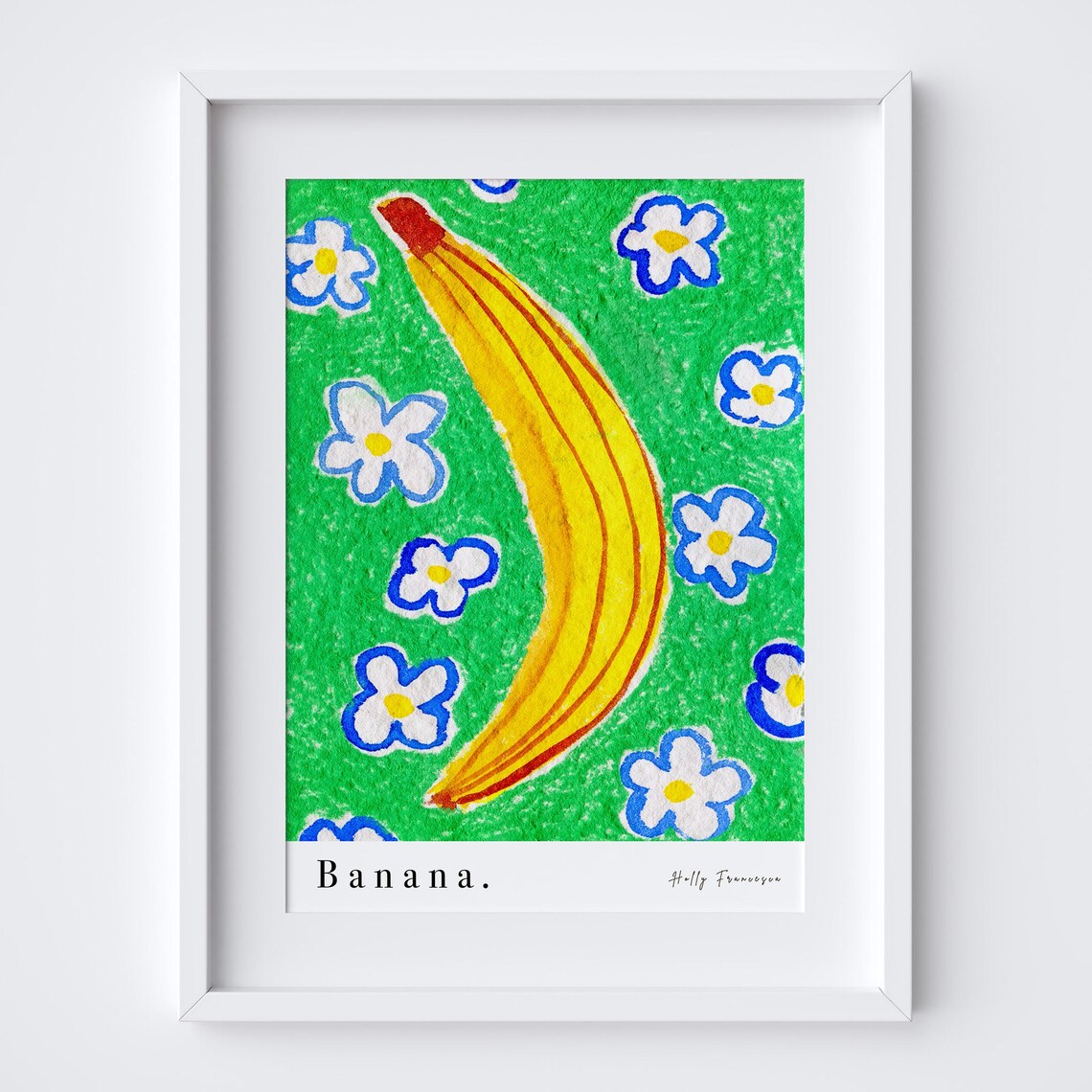 Banana Watercolour Fruit Art Print, Whimsical Kitchen Decor