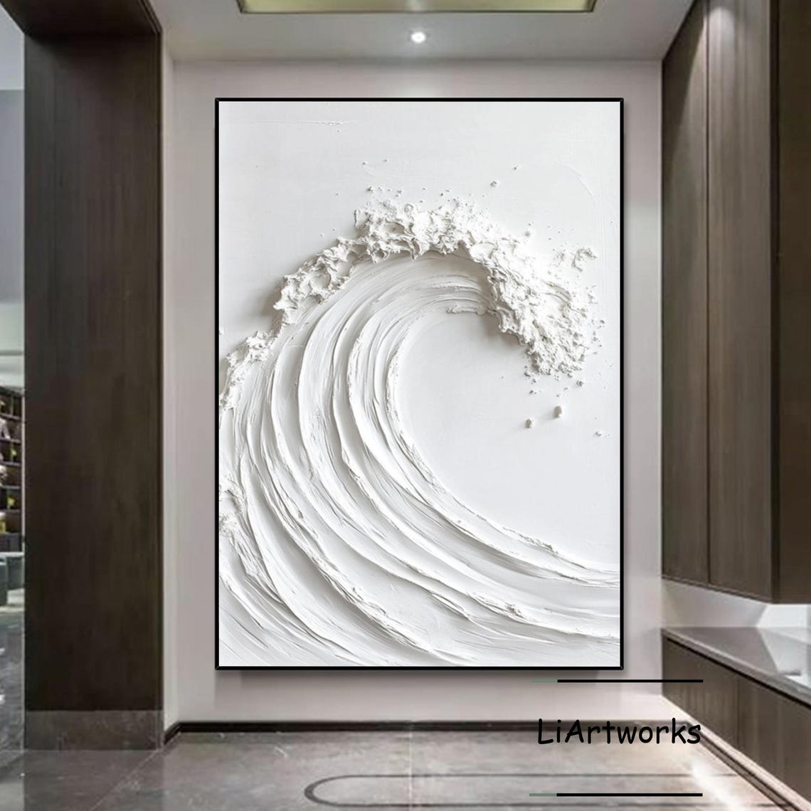 All White Ocean Wave Sculptural Texture Minimalist Art Poster - Image 4