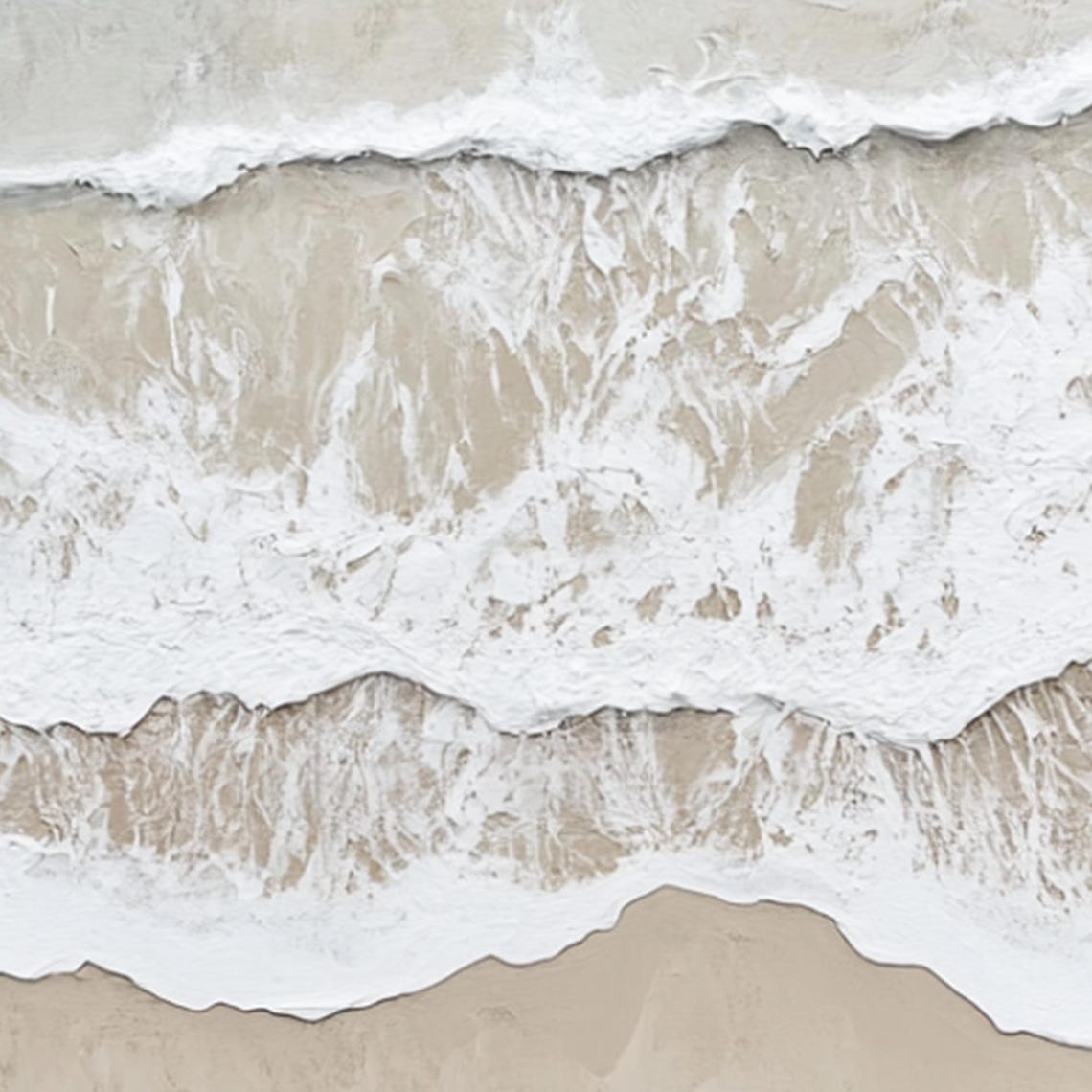 Aerial View of Sandy Shoreline With Rolling White Foamy Waves Poster - Image 2