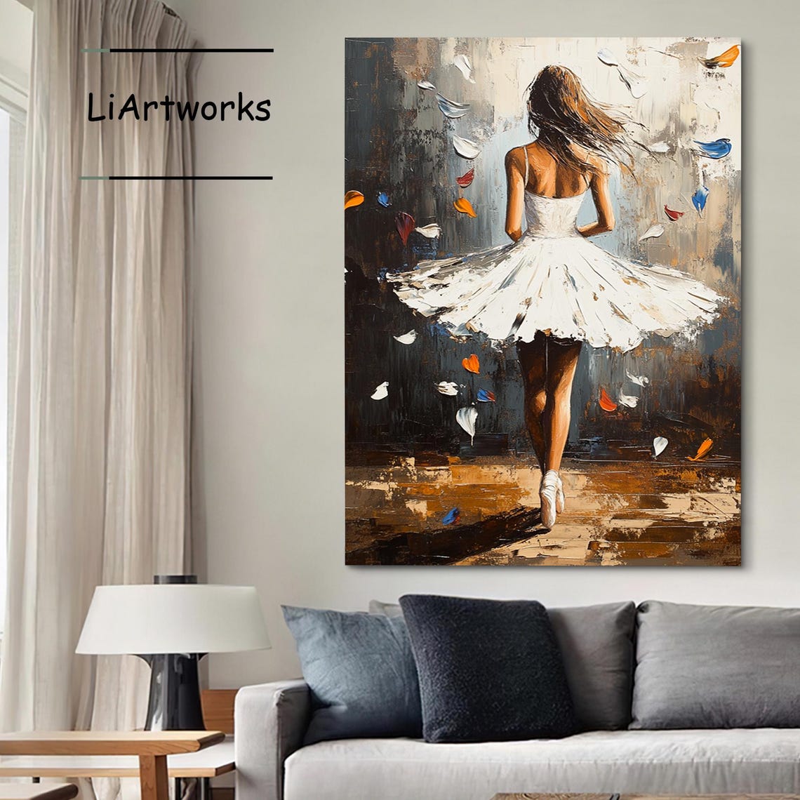 Ballerina In White Tutu Back View Pointe Painting Art Wall Poster - Image 4