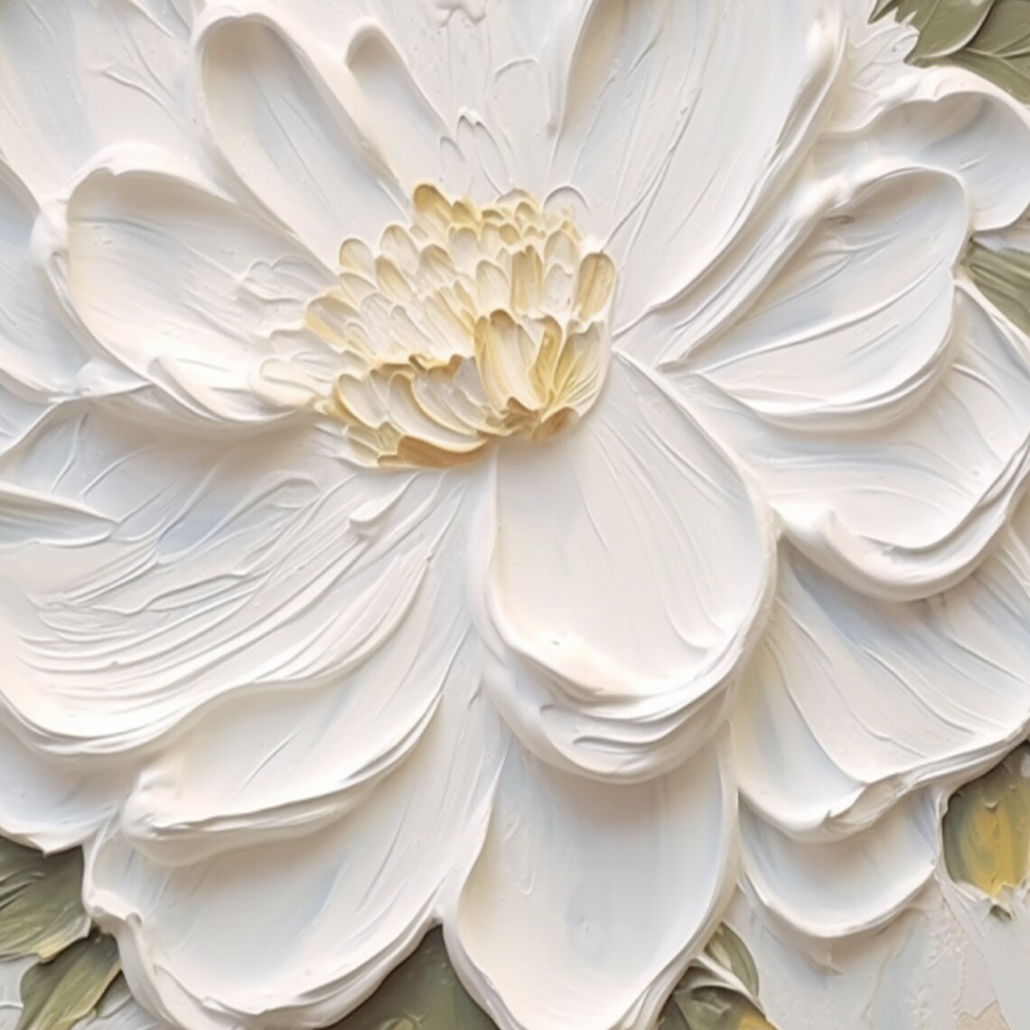 Abstract White Flower Oil Painting On Heavy Textured Flower Painting White Floral Landscape Acrylic Painting Living Room Decor Gift - Image 2