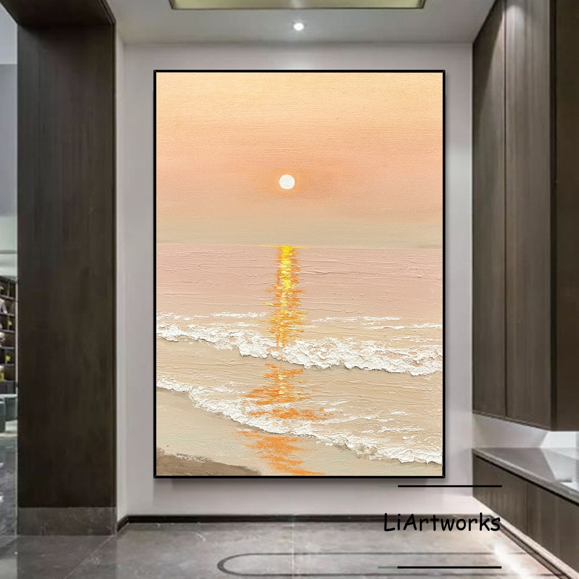 Ocean Sunset With Golden Reflection Textured Seascape Poster - Image 4
