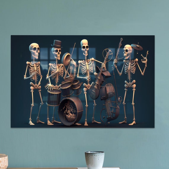 Home Decor Art Music Room Glass Man Cave Wall Abstract Skeleton Bridesmaid Gifts