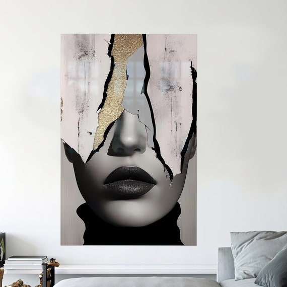 Baby Girl Gift Personalized Abstract Woman Tempered Glass Gray Printing Fashion Wall Art Modern Hanging Gifts
