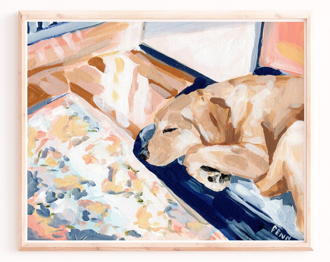 Dog Sleeping Art Print, Labrador Wall Art