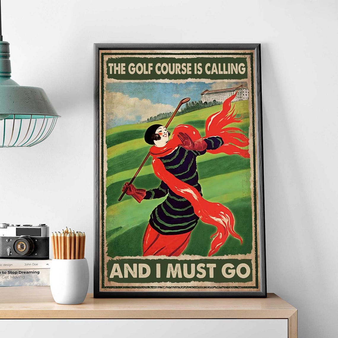 The Golf Course Is Calling And I Must Go Vintage Lady Golf Poster - Image 3