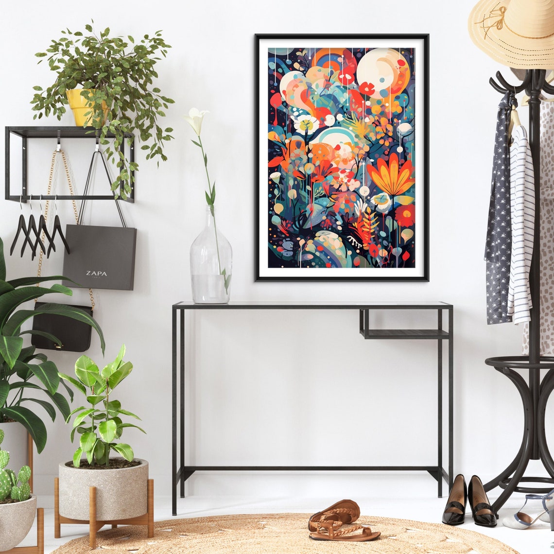 Colorful Abstract Flower Garden Burst Vibrant Modern Botanical Print - Image 2