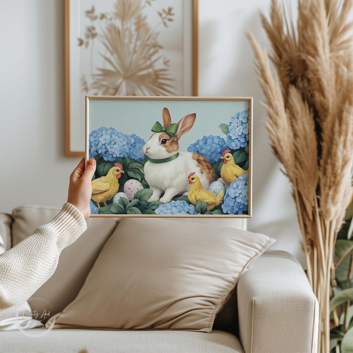 Easter Bunny Wall Art Cute Easter Springtime Art Easter Farmhouse Decor Vintage Easter Art Spring Home Decor - Image 6