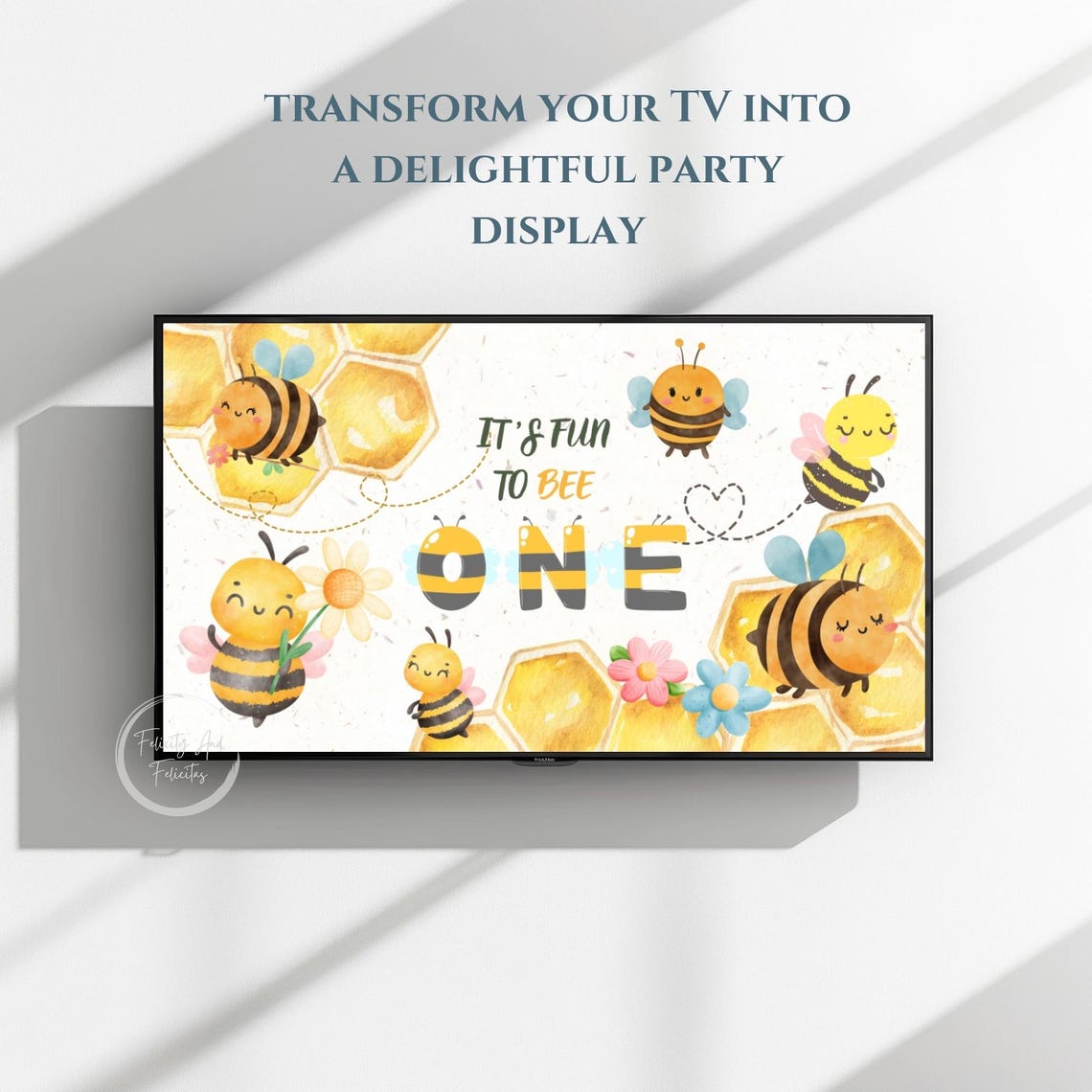 Fun to Bee One First Birthday Party Cute Honeybee Baby Decor Poster - Image 3