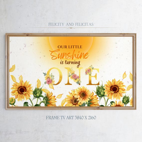 Sunshine Birthday Frame Tv Art Little Sunshine 1st Birthday Art Non Editable 1st Birthday Screensaver First Birthday Decor