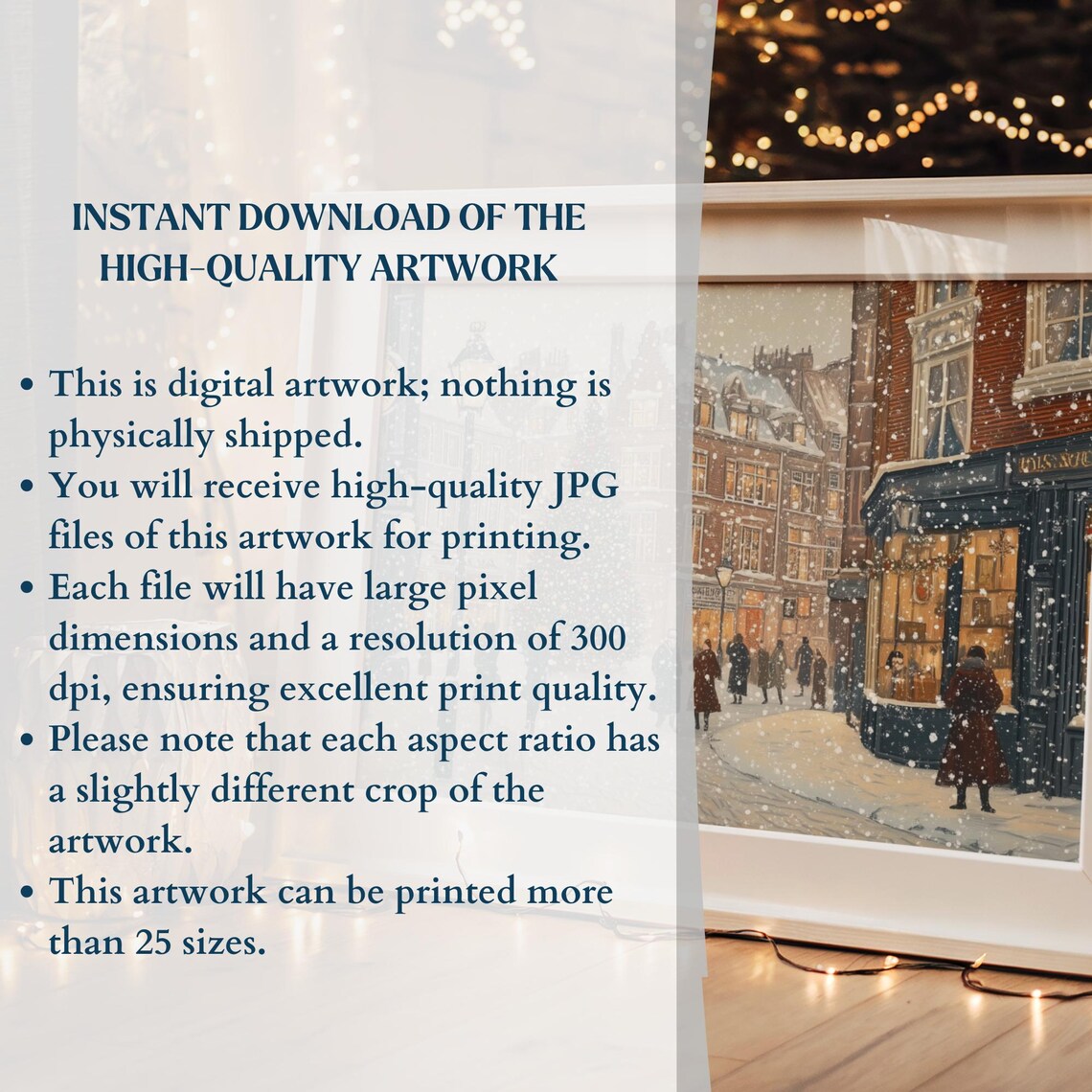 Vintage Winter Street Christmas Tree Square Shoppers Snow Poster - Image 2