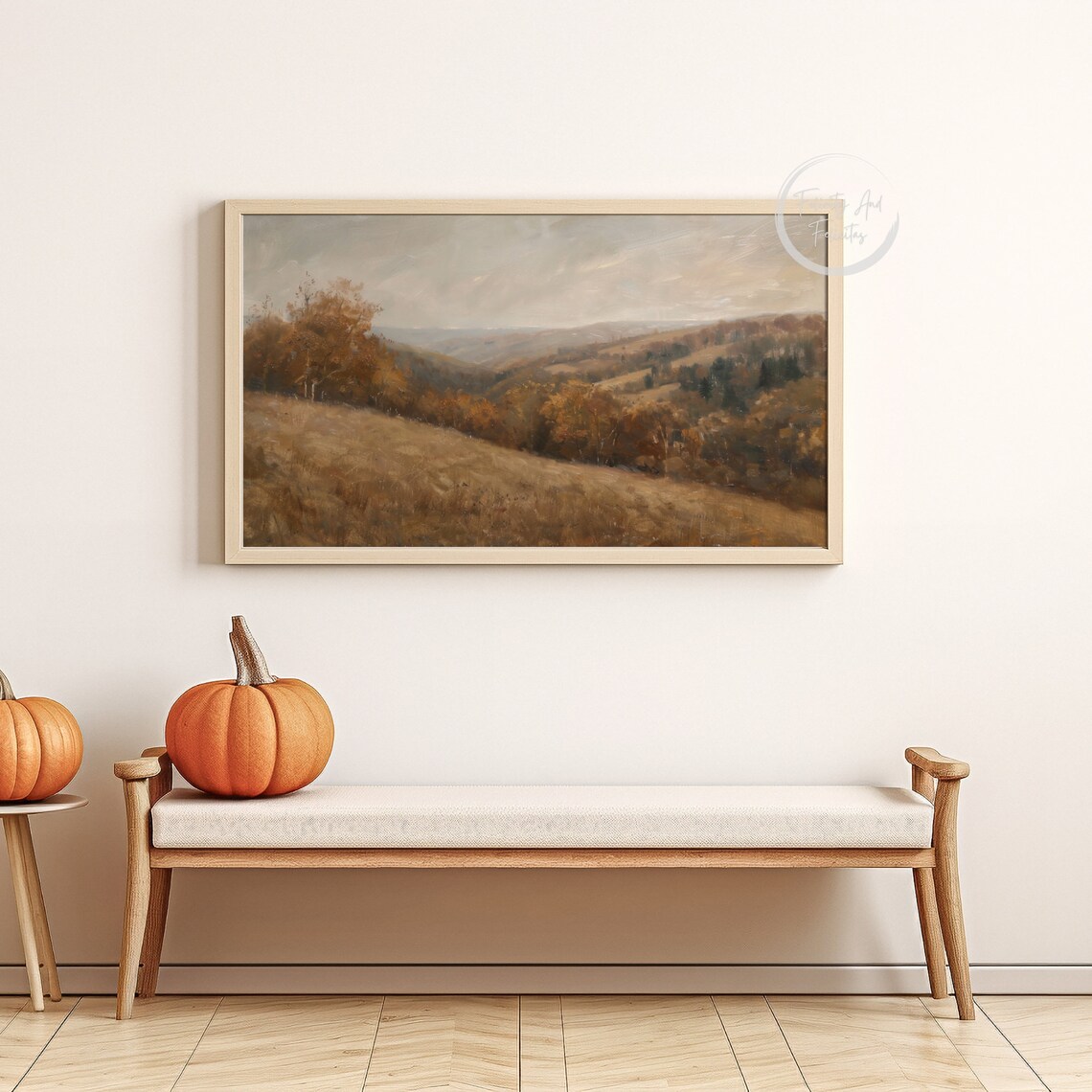 Moody Autumn Hills Landscape Oil Painting Golden Valley Poster - Image 6
