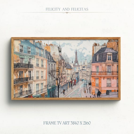 Vintage Paris Art Print, Retro Watercolor Village