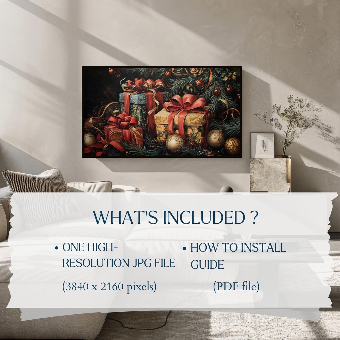Vintage Christmas Frame Tv Art Christmas Gifts Tv Art Dark Academia Christmas Art Winter Farmhouse Decor - Image 2