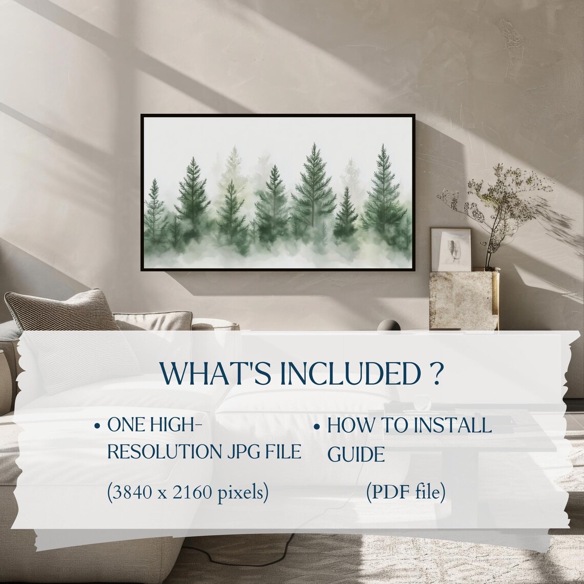 Misty Watercolor Evergreen Forest Fog Minimalist Nature Poster - Image 2