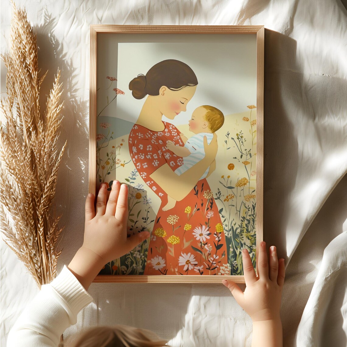 Mother and Baby Wildflower Meadow Sweet Nursery Motherhood Wall Art - Image 3