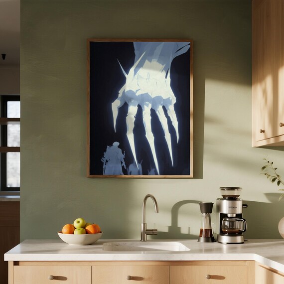 Glowing Skeletal Hand Reaching Dark Gothic Surreal Fantasy Art Poster